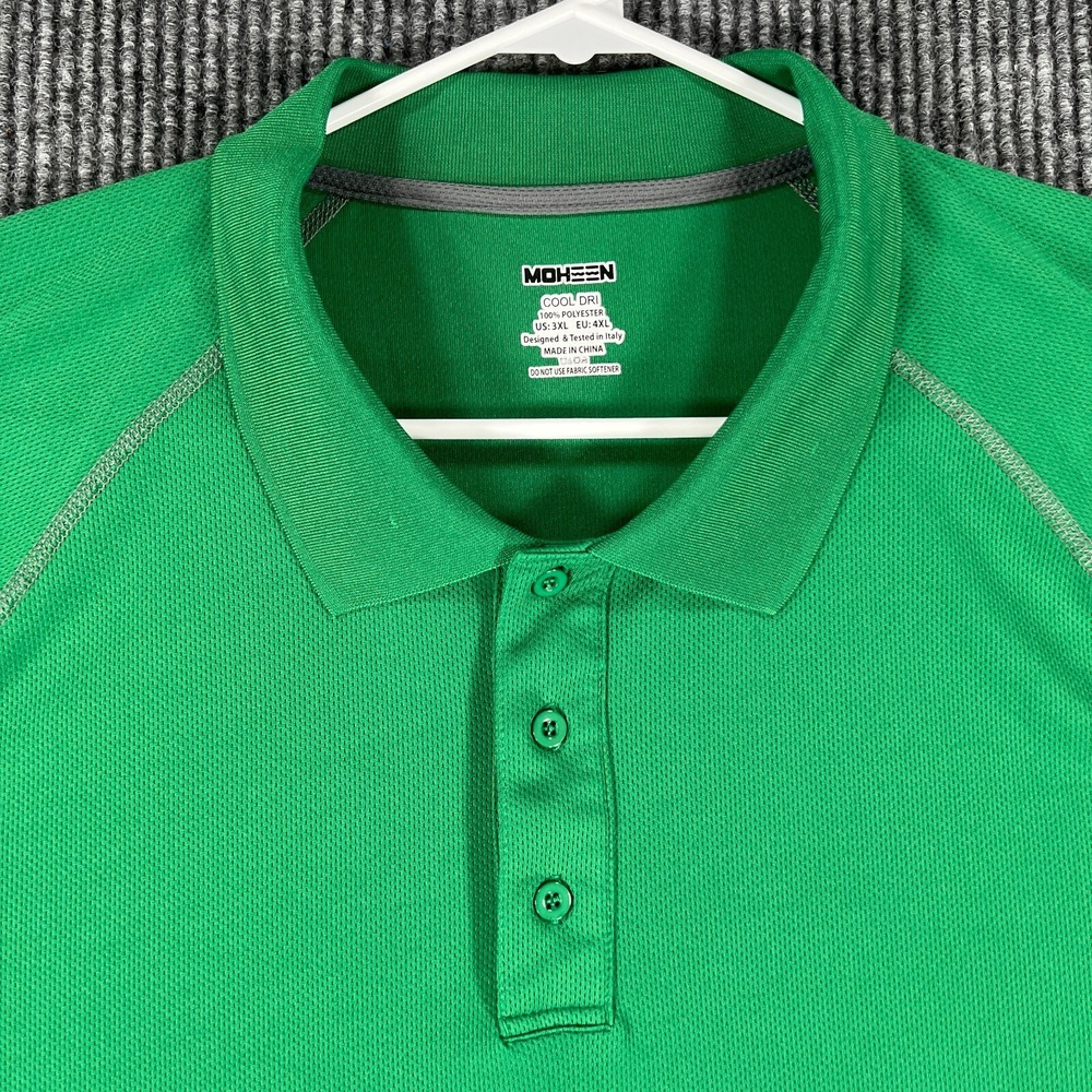 Moheen Polo Shirt Cool Dri Mens Size 3XL Green Short Sleeve Lightweight Casual